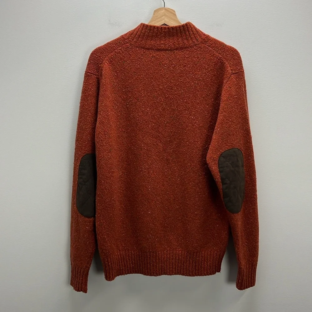Patrick James Reserve Wool Sweater Suede Elbow Patches Knit Mens Medium Grandpa